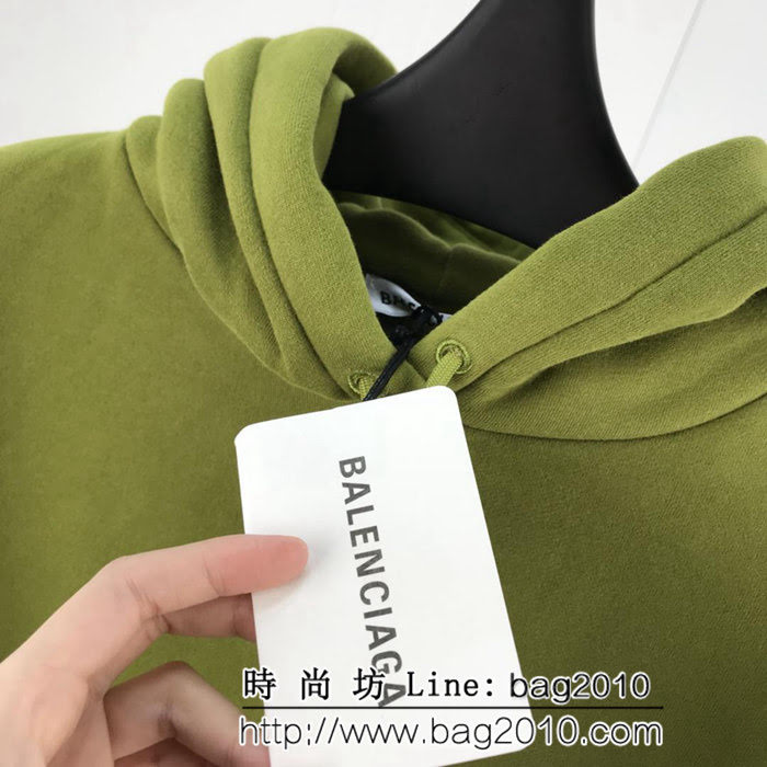 BALENCIAGA巴黎世家 18ss秋冬新款 背後字母印花 綠色連帽衛衣 內裏抓絨 原版複刻 原版os超大版 男女同款 ydi2475